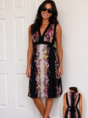 Vintage Floral Silk Dress Romantic Y2K Femme Fatale Romantic Grunge Midi Size L